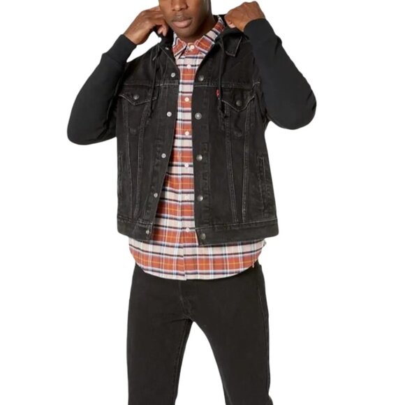 NWT Levi’s Mens Hybrid Hoodie Trucker Denim Jacket – Black – Size S & L - Picture 14 of 14